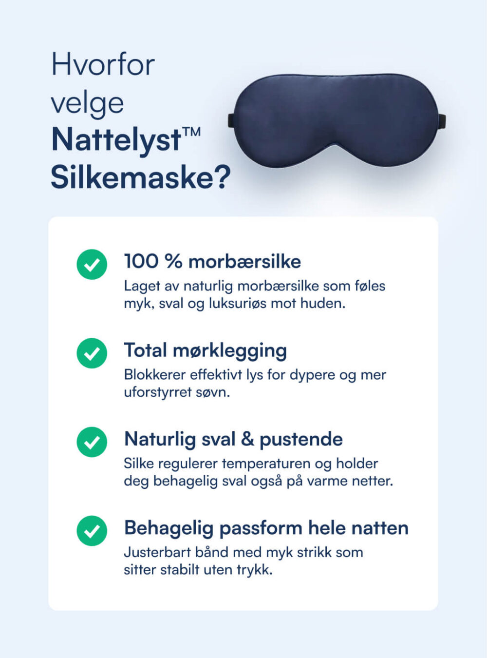 Silke Sovemaske (100% Morbærsilke)
