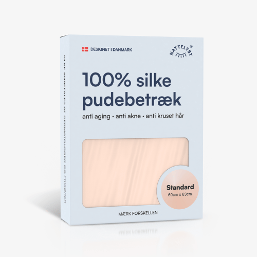 Æske med 100% silke pudebetræk i lys rosa, standard 60 x 63 cm, anti aging og anti akne