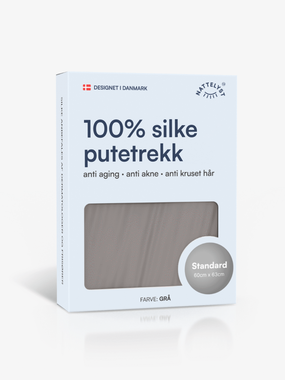 100% Morbærsilke Putetrekk (OEKO-TEX) Lys grå