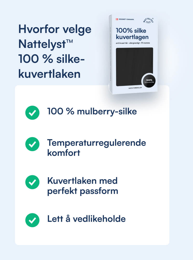 100% Morbærsilke Kuvertlaken (OEKO-TEX) Svart