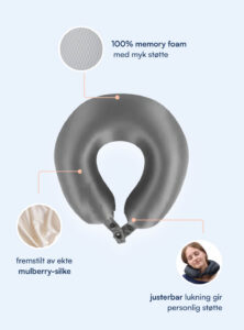 Nakkestøttepute 100% Mulberry-silke (OEKO-TEX) Grå