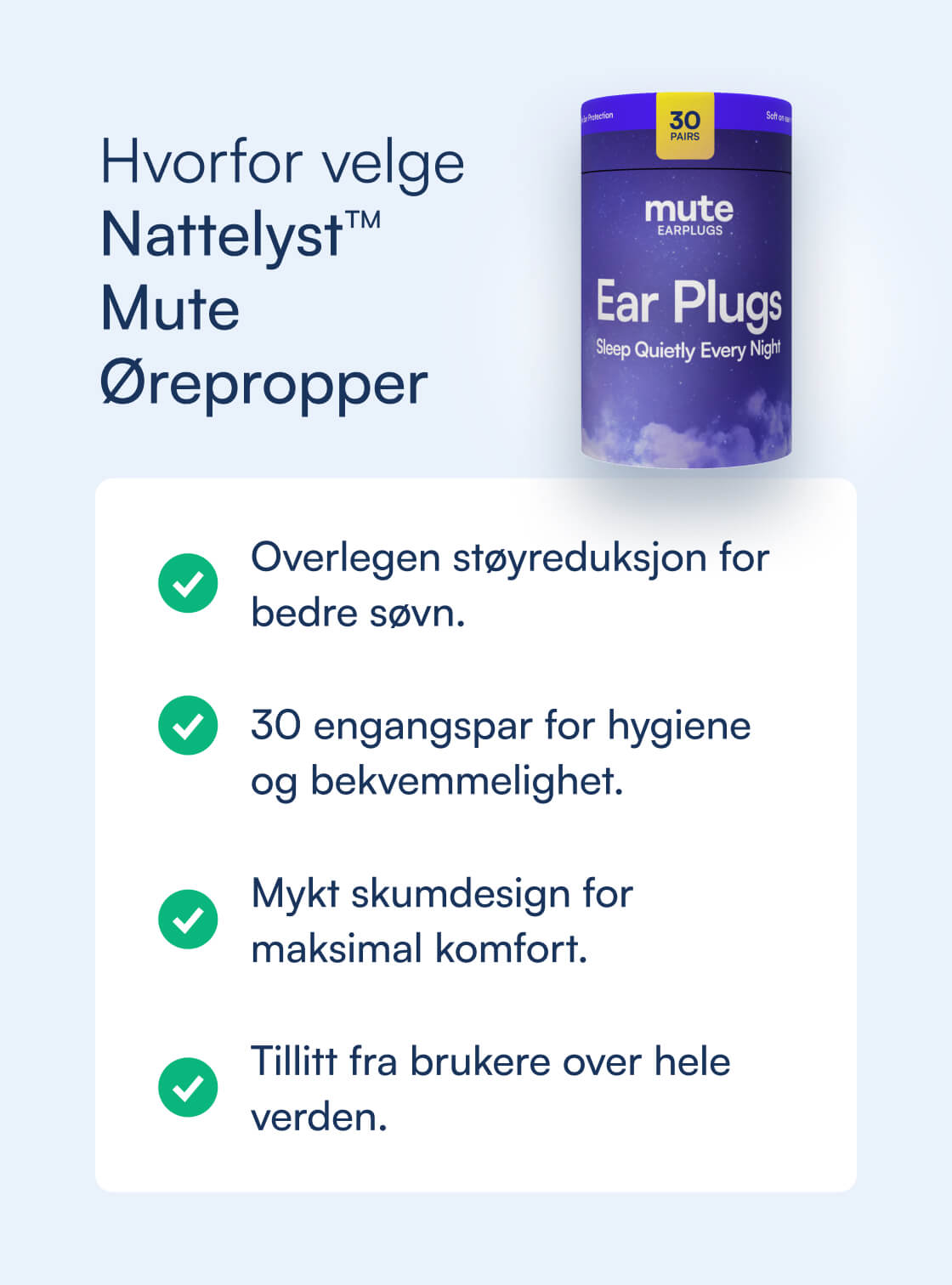 Mute Søvn Ørepropper (30 stk)