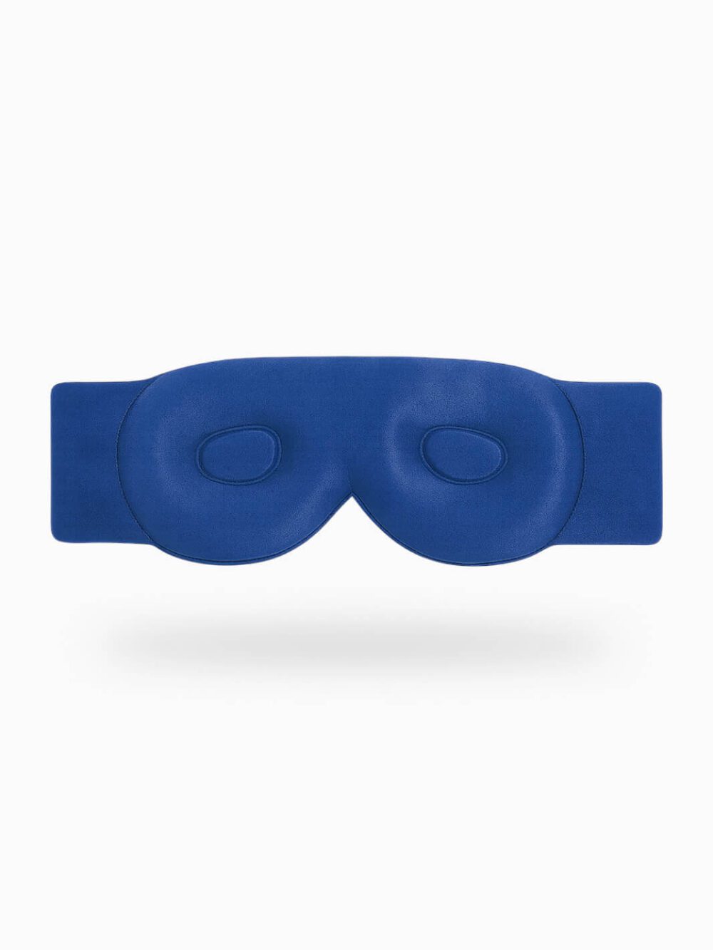Blå ergonomisk sovemaske med formede øjenkopper og bred strop