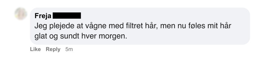 Dansk anmeldelse om hår: plejede at vågne med filtret hår, nu er mit hår glat og sundt hver morgen