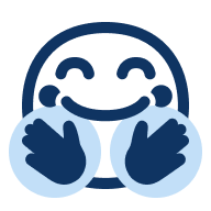 Smilende emoji som gir en klem med lukkede øyne og utstrakte armer