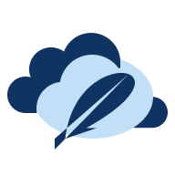 Microsoft OneDrive-logo med lyse- og mørkeblå skyer og en mørkeblå fjer