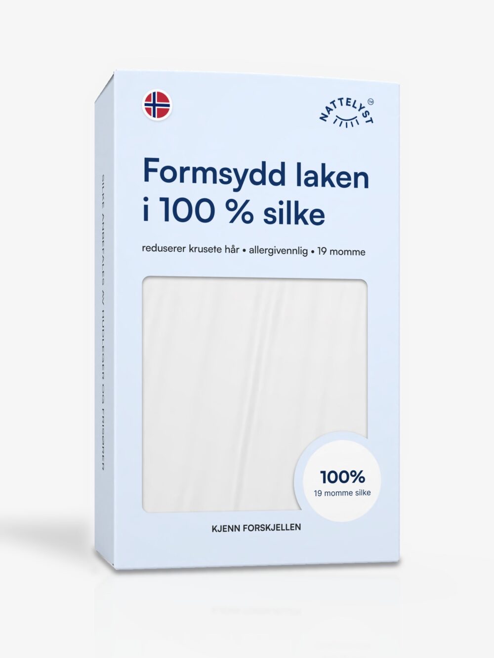 Formsydd laken i 100% Morbærsilke (OEKO-TEX) Hvit