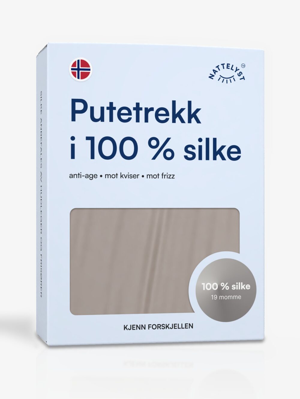 Putetrekk i 100 % morbærsilke (OEKO-TEX) Lysegrå