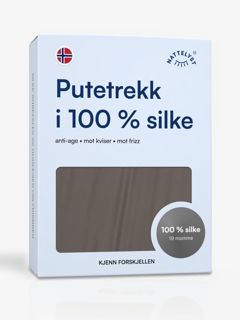 Putetrekk i 100 % morbærsilke (OEKO-TEX) Mørkegrå